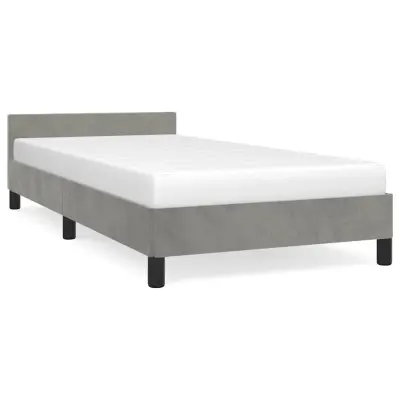 Posteljni okvir - Enojna postelja - Postelja za odrasle brez vzmetnice svetlo siv 80x200 cm žamet-J7541