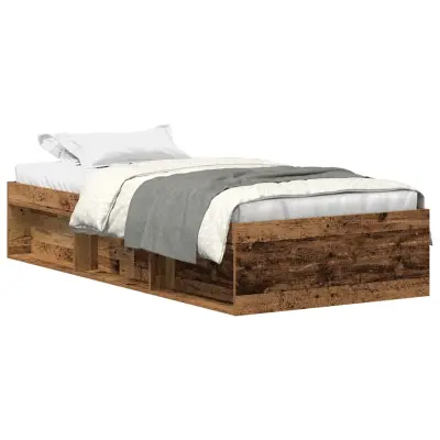 Posteljni okvir - Enojna postelja - Postelja za odrasle brez vzmetnice star les 100x200 cm-J7451