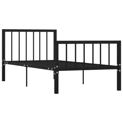Posteljni okvir - Enojna postelja - Postelja za odrasle črn kovinski 100x200 cm-J8510