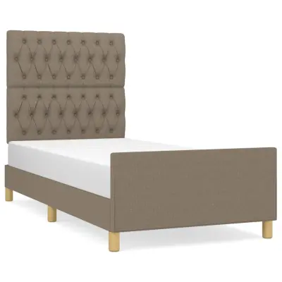 Posteljni okvir - Enojna postelja - Postelja za odrasle brez vzmetnice taupe 100x200 cm blago-J7635