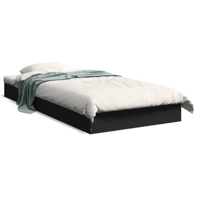 Posteljni okvir - Enojna postelja - Postelja za odrasle črn 75x190 cm inženirski les-J13891