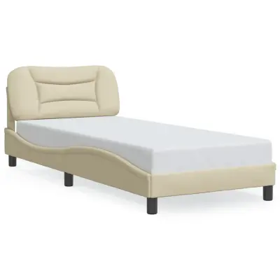 Posteljni okvir - Enojna postelja - Postelja za odrasle z LED brez vzmetnice Cream 80x200 cm Tkanina-J9215