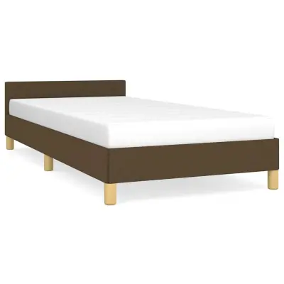 Posteljni okvir - Enojna postelja - Postelja za odrasle brez vzmetnice temno rjav 80x200 cm blago-J7749