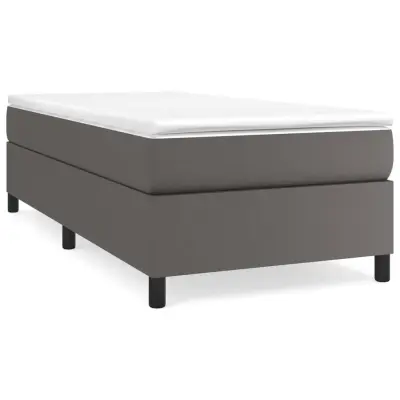 Posteljni okvir - Enojna postelja - Postelja za odrasle siv 90x200 cm umetno usnje-J8993