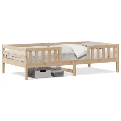 Posteljni okvir - Enojna postelja - Postelja za odrasle brez vzmetnice bel 80x200 cm trdna borovina-J6920