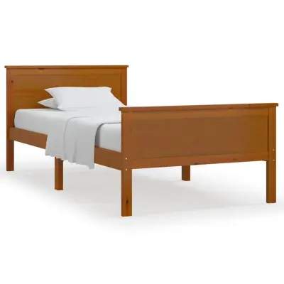 Posteljni okvir - Enojna postelja - Postelja za odrasle medeno rjav iz trdne borovine 100x200 cm-J8810