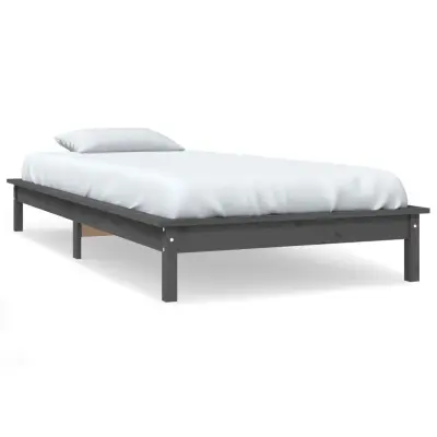 Posteljni okvir - Enojna postelja - Postelja za odrasle siv 90x190 cm trdna borovina-J8982