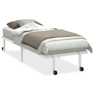 Posteljni okvir - Enojna postelja - Postelja za odrasle brez vzmetnice zložljiv beli 75x190 cm jeklo-J13596