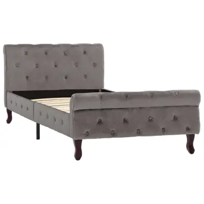 Posteljni okvir - Enojna postelja - Postelja za odrasle siv žamet 90x200 cm-J9042