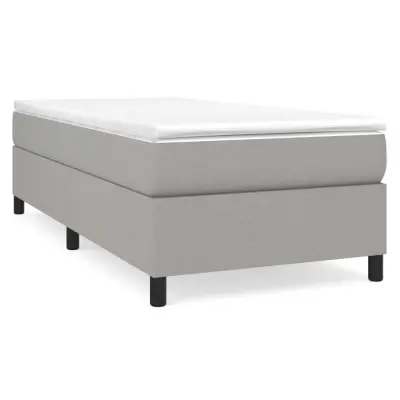 Posteljni okvir - Enojna postelja - Postelja za odrasle brez vzmetnice svetlo siv 90x200 cm blago-J7600