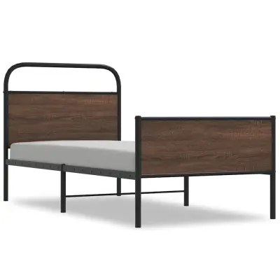 Posteljni okvir - Enojna postelja - Postelja za odrasle brez vzmetnice 90x200 cm rjav hrast inž. les-J6714