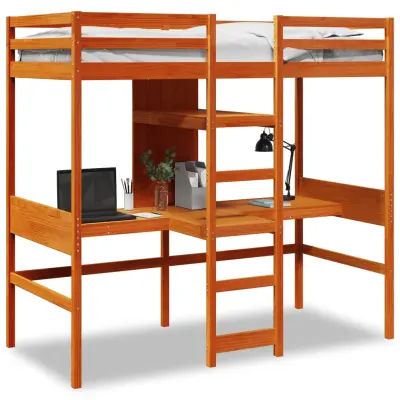 Okvir za pograd - Krevet na sprat - Bunk krevet brez vzmetnice rjava 75x190 cm trdna borovina-J106