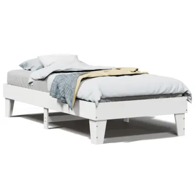 Posteljni okvir - Enojna postelja - Postelja za odrasle brez vzmetnice bel 90x200 cm trdna borovina-J7027