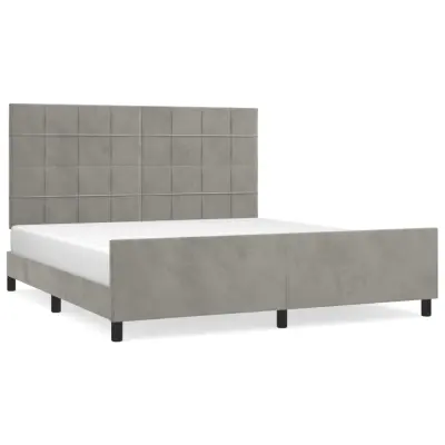Posteljni okvir - Dvoposteljna postelja - Zakonska postelja z vzglavjem svetlo siv 180x200 cm žamet-J6133