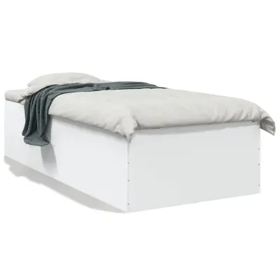 Posteljni okvir - Enojna postelja - Postelja za odrasle bel 75x190 cm inženirski les-J9945