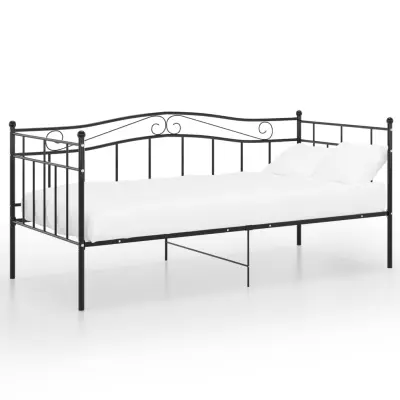 Posteljni okvir - Enojna postelja - Postelja za odrasle črn kovinski 90x200 cm-J8517