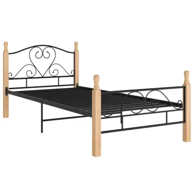 Posteljni okvir - Enojna postelja - Postelja za odrasle črn kovinski 90x200 cm-J8522