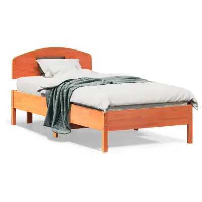 Posteljni okvir - Enojna postelja - Postelja za odrasle brez vzmetnice voščeno rjav 75x190 cm borovina-J13446