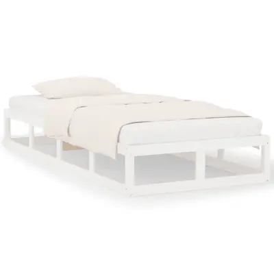 Posteljni okvir - Enojna postelja - Postelja za odrasle bel 75x190 cm trden les-J9959