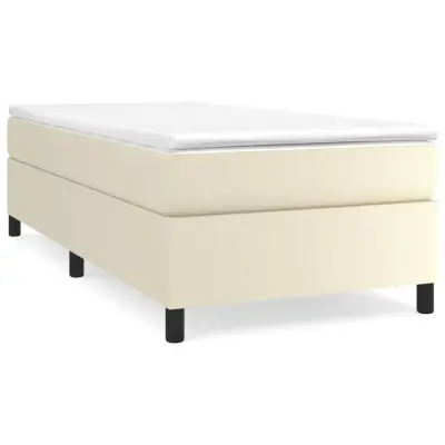 Posteljni okvir - Enojna postelja - Postelja za odrasle krem 90x190 cm umetno usnje-J8771