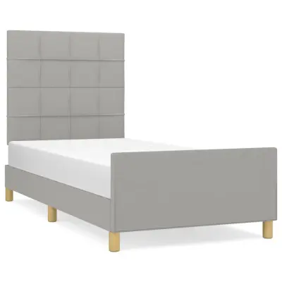 Posteljni okvir - Enojna postelja - Postelja za odrasle brez vzmetnice svetlo siv 90x190 cm blago-J7556