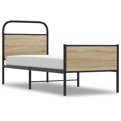 Posteljni okvir - Enojna postelja - Postelja za odrasle brez vzmetnice 80x200 cm sonoma hrast inž. les-J6605