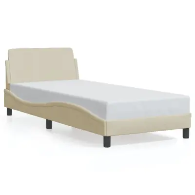 Posteljni okvir - Enojna postelja - Postelja za odrasle z vzglavjem brez vzmetnice krem 80x200 cm blago-J9378