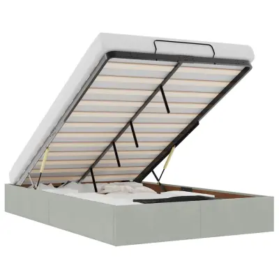 Otomanski Posteljni okvir - Dvoposteljna postelja - Zakonska postelja brez vzmetnice siv 120x200 cm žamet-J522