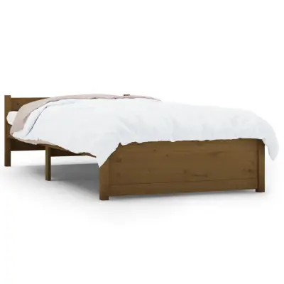 Posteljni okvir - Enojna postelja - Postelja za odrasle medeno rjav iz trdnega lesa 75x190 cm-J14740