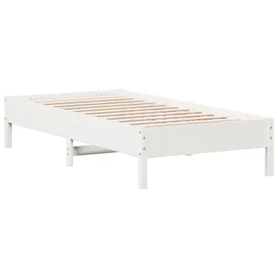 Posteljni okvir - Enojna postelja - Postelja za odrasle brez vzmetnice bel 75x190 cm trdna borovina-J11601