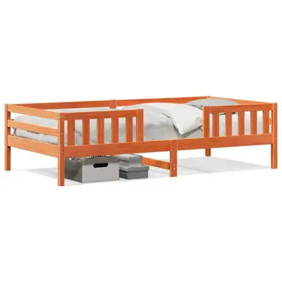 Posteljni okvir - Enojna postelja - Postelja za odrasle brez vzmetnice voščeno rjav 100x200 cm borovina-J8036