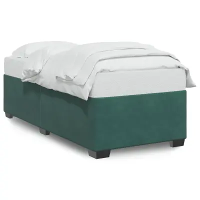 Posteljni okvir - Enojna postelja - Postelja za odrasle brez vzmetnice temno zelen 80x200 cm žamet-J7996