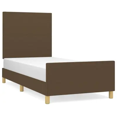 Posteljni okvir - Enojna postelja - Postelja za odrasle brez vzmetnice temno rjav 90x200 cm blago-J7792
