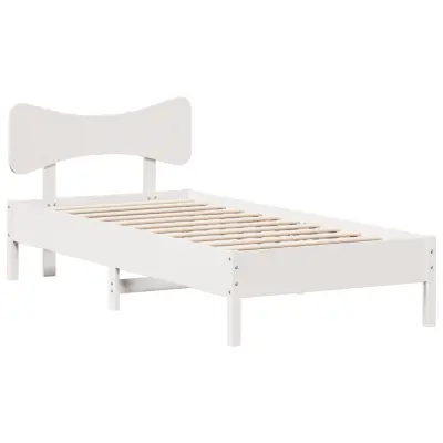 Posteljni okvir - Enojna postelja - Postelja za odrasle brez vzmetnice bel 90x200 cm trdna borovina-J7005