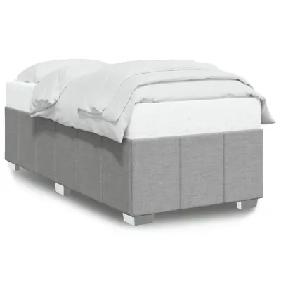 Posteljni okvir - Enojna postelja - Postelja za odrasle brez vzmetnice svetlo siv 90x200 cm blago-J7607