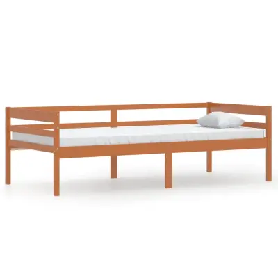 Posteljni okvir - Enojna postelja - Postelja za odrasle medeno rjav iz trdne borovine 90x200 cm-J8819