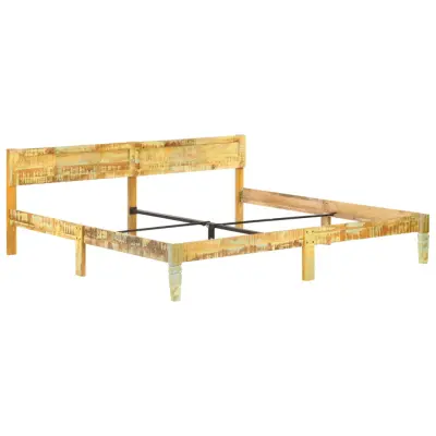 Posteljni okvir - Dvoposteljna postelja - Zakonska postelja iz trdnega predelanega lesa 200x200 cm-J5185