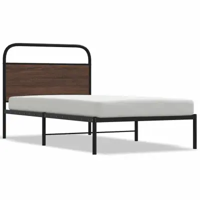 Posteljni okvir - Enojna postelja - Postelja za odrasle brez vzmetnice 100x200 cm rjav hrast inž. les-J6482