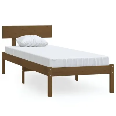 Posteljni okvir - Enojna postelja - Postelja za odrasle medeno rjav iz trdne borovine 90x190 cm-J8813