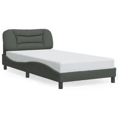 Posteljni okvir - Enojna postelja - Postelja za odrasle brez vzmetnice temno siv 100x200 cm blago-J7824