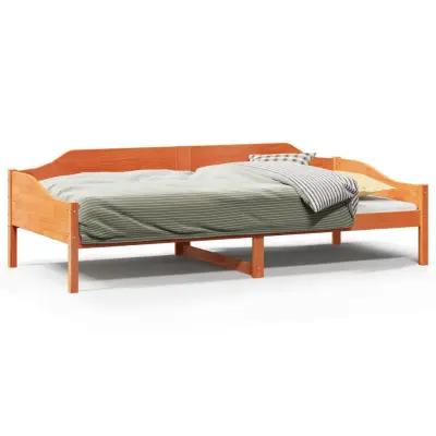 Posteljni okvir - Enojna postelja - Postelja za odrasle brez vzmetnice voščeno rjav 90x190 cm borovina-J8126