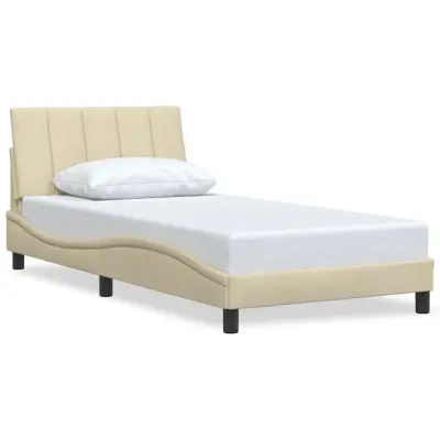 Posteljni okvir - Enojna postelja - Postelja za odrasle brez vzmetnice krem 100x200 cm blago-J7328