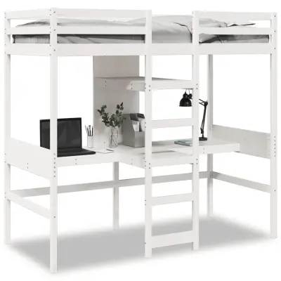 Okvir za pograd - Krevet na sprat - Bunk krevet brez vzmetnice bel 75x190 cm trdna borovina-J104