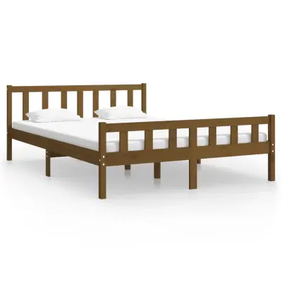 Posteljni okvir - Dvoposteljna postelja - Zakonska postelja medeno rjav iz trdnega lesa 120x200 cm-J14710