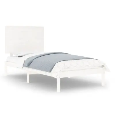 Posteljni okvir - Enojna postelja - Postelja za odrasle brez vzmetnice bel 90x200 cm trdna borovina-J6984