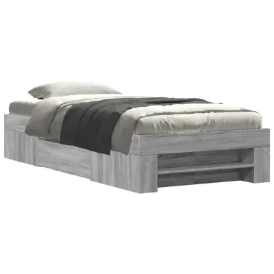 Posteljni okvir - Enojna postelja - Postelja za odrasle siva sonoma 75x190 cm inženirski les-J15273