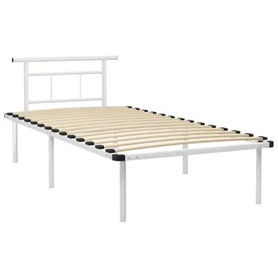 Posteljni okvir - Enojna postelja - Postelja za odrasle bel kovinski 100x200 cm-J6379