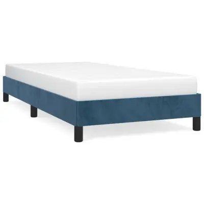 Posteljni okvir - Enojna postelja - Postelja za odrasle brez vzmetnice temno moder 90x190 cm žamet-J7703