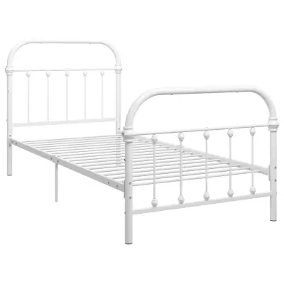 Posteljni okvir - Enojna postelja - Postelja za odrasle bel kovinski 90x200 cm-J6397