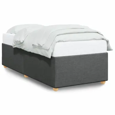 Posteljni okvir - Enojna postelja - Postelja za odrasle brez vzmetnice temno siv 100x200 cm blago-J7830